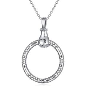 PEIMKO Snake Chain Necklace Sterling Silver Circle Pendant Necklace Fit Any Charms Bead Birthday Gift for Women Girl