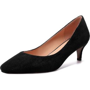 SKYSTERRY Womens Square Toe Suede Dress Slip On Wedding Kitten Low Heel Pumps Shoes 2 Inch