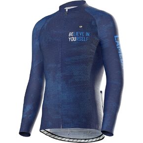 LAMEDA Cycling Jersey Men Long Sleeve Breathable Road Bike Shirt, Quick Dry Full Zipper Shirts with 3 Rear Pockets