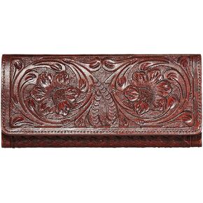 Mauzari Sydney Genuine Leather Women's Wallet — Tooled Floral Design