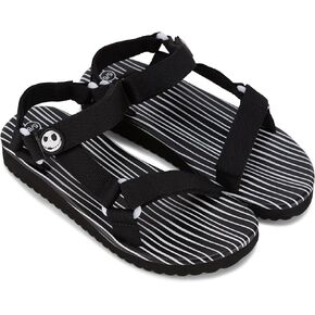 Disney Ladies Nightmare Before Christmas Sandals - Ladies Classic Jack Skellington Double Strap Sandals Slip On Slides Shoes