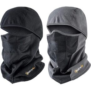 AstroAI Ski Mask Balaclava Windproof Breathable Face Mask for Cold Weather (Superfine Polar Fleece, Gray and Black Bundle)