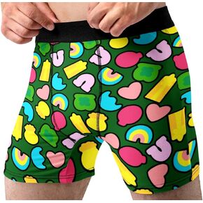 Random Stock Apparel Men's Green Checked Clover St. Patrick's Day Boxer Briefs – Luck Infused Underwear
