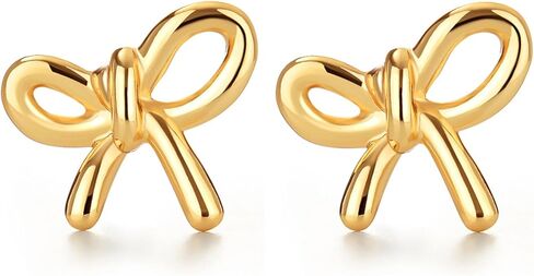 Paokumao Gold Bow Earrings For Women Trendy 925 Silver Needle Gold Plated Stud Earrings Gifts For Women Girls in Kuwait