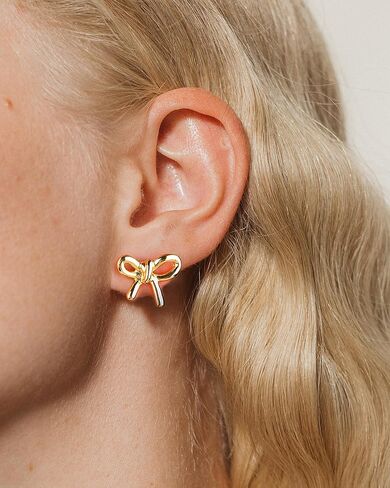 Paokumao Gold Bow Earrings For Women Trendy 925 Silver Needle Gold Plated Stud Earrings Gifts For Women Girls in Kuwait