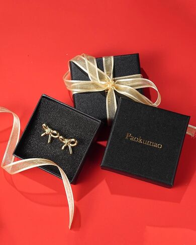 Paokumao Gold Bow Earrings For Women Trendy 925 Silver Needle Gold Plated Stud Earrings Gifts For Women Girls in Kuwait