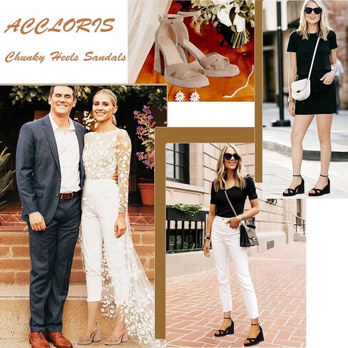 صندل بكعب سميك مفتوح من الامام للنساء من اكلوريس، صندل بكعب سميك بكعب عريض للنساء لحفلات الزفاف، حذاء شمواه اسود، مقاس 7, بلاك سويد in Kuwait