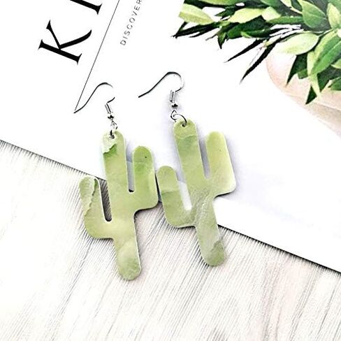 5 أزواج من الأقراط المتدلية المصنوعة من الجلد النباتي الفاخر، أقراط متدلية لطيفة ملونة على شكل صبار محظوظ للفتيات والنساء in Kuwait