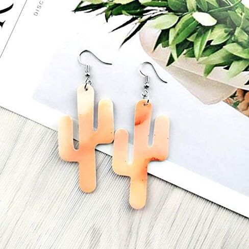 5 أزواج من الأقراط المتدلية المصنوعة من الجلد النباتي الفاخر، أقراط متدلية لطيفة ملونة على شكل صبار محظوظ للفتيات والنساء in Kuwait