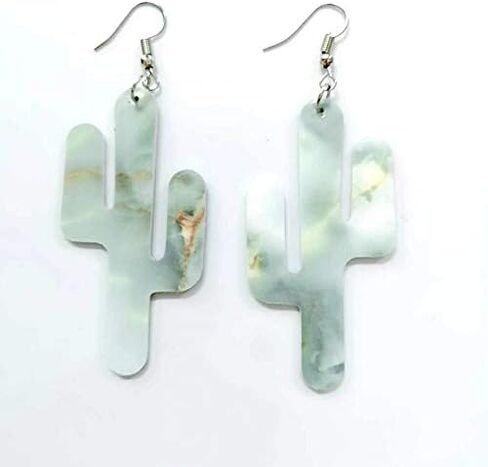 5 أزواج من الأقراط المتدلية المصنوعة من الجلد النباتي الفاخر، أقراط متدلية لطيفة ملونة على شكل صبار محظوظ للفتيات والنساء in Kuwait