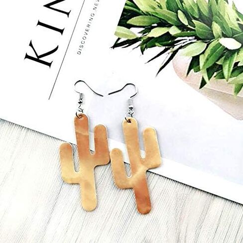 5 أزواج من الأقراط المتدلية المصنوعة من الجلد النباتي الفاخر، أقراط متدلية لطيفة ملونة على شكل صبار محظوظ للفتيات والنساء in Kuwait