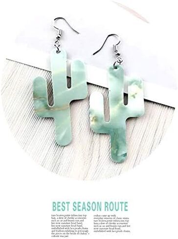 5 أزواج من الأقراط المتدلية المصنوعة من الجلد النباتي الفاخر، أقراط متدلية لطيفة ملونة على شكل صبار محظوظ للفتيات والنساء in Kuwait