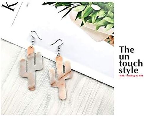 5 أزواج من الأقراط المتدلية المصنوعة من الجلد النباتي الفاخر، أقراط متدلية لطيفة ملونة على شكل صبار محظوظ للفتيات والنساء in Kuwait