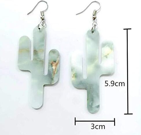 5 أزواج من الأقراط المتدلية المصنوعة من الجلد النباتي الفاخر، أقراط متدلية لطيفة ملونة على شكل صبار محظوظ للفتيات والنساء in Kuwait