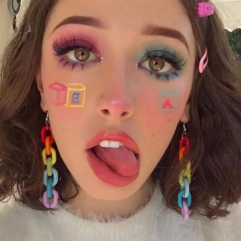 Funny Lightweight Resin Rainbow Chain Dangle Drop Earrings Fashion Unique Acrylic Cool Weird Transparent Color Earrings for Women Girls in Kuwait