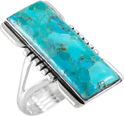 Turquoise Ring Sterling Silver 925 Genuine Turquoise Size 6 to 11 in Saudi Arabia