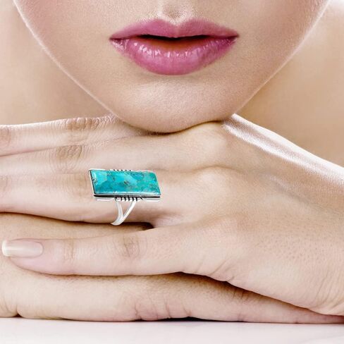 Turquoise Ring Sterling Silver 925 Genuine Turquoise Size 6 to 11 in Saudi Arabia