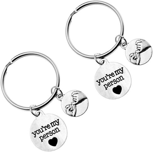 PESOENTH 2 قطعة من سلاسل المفاتيح الفضية للأزواج له ووعدها الخنصر سحر أنت شخصيتي سلسلة المفاتيح BBF أفضل صديق حلقات المفاتيح مفتاح السيارة فوب صديقها Grilfriend الهدايا in Kuwait