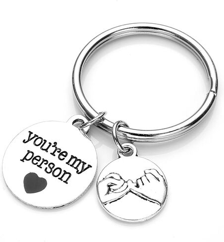 PESOENTH 2 قطعة من سلاسل المفاتيح الفضية للأزواج له ووعدها الخنصر سحر أنت شخصيتي سلسلة المفاتيح BBF أفضل صديق حلقات المفاتيح مفتاح السيارة فوب صديقها Grilfriend الهدايا in Kuwait