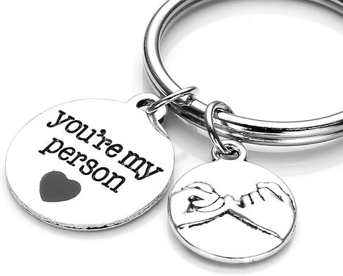 PESOENTH 2 قطعة من سلاسل المفاتيح الفضية للأزواج له ووعدها الخنصر سحر أنت شخصيتي سلسلة المفاتيح BBF أفضل صديق حلقات المفاتيح مفتاح السيارة فوب صديقها Grilfriend الهدايا in Kuwait