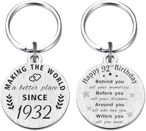 ABNTY 92nd Birthday Gifts for Women Men, 92 Year Old Birthday Keychain, Born in 1932 Gifts, 1932 Birthday Decorations in Kuwait
