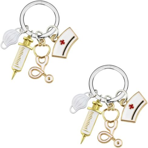 Queqin 2 pcs Nurse/Doctor Keychain as Medic Student Gifts, Medical Assistant Gifts, Graduation Gifts, Doctor/Nurse Gifts, Teacher Appreciation, Thanksgiving Gifts (Style-3) in Kuwait