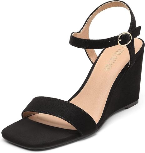 DREAM PAIRS Women’s Casual Dressy Wedge Sandals Cute Square Toe and Buckle Ankle Strappy Slingback Wedding Shoes in Saudi Arabia