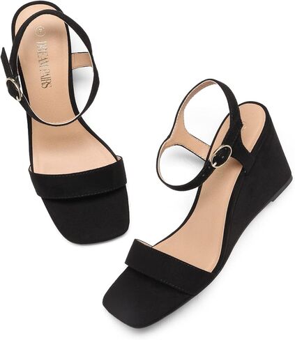 DREAM PAIRS Women’s Casual Dressy Wedge Sandals Cute Square Toe and Buckle Ankle Strappy Slingback Wedding Shoes in Saudi Arabia