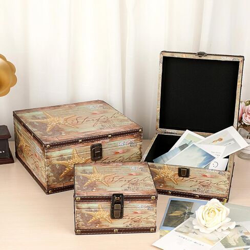 إلدو مجموعة من 3 صناديق كنز عتيقة، صندوق تذكارات القراصنة لهدايا الاطفال، صندوق تخزين كنز خشبي للبنات والنساء، صندوق مزخرف للمجوهرات وحلي اللؤلؤ in Kuwait