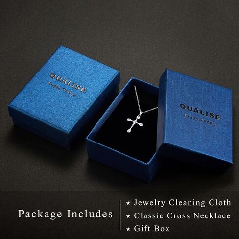 QUALISE 925 Sterling Silver Cross Necklace for Women, Teardrop Pendant Necklace Jewelry，Moonstone Necklace for Wife Friend Teen Girls Mother's Day Christmas Valentines Anniversary Birthday Gifts in Saudi Arabia