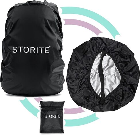 غطاء للغبار والمطر من ستوريت لحقيبة الظهر مع حقيبة، حقيبة مقاومة للماء والغبار غطاء قابل للتعديل للمدرسة والكلية والمكتب - قطعتان in Kuwait