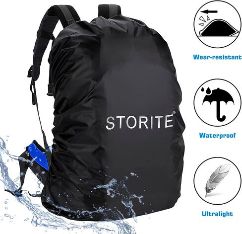 غطاء للغبار والمطر من ستوريت لحقيبة الظهر مع حقيبة، حقيبة مقاومة للماء والغبار غطاء قابل للتعديل للمدرسة والكلية والمكتب - قطعتان in Kuwait
