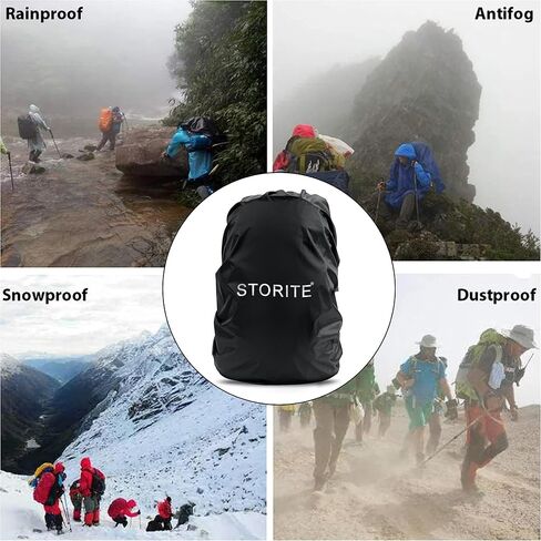 غطاء للغبار والمطر من ستوريت لحقيبة الظهر مع حقيبة، حقيبة مقاومة للماء والغبار غطاء قابل للتعديل للمدرسة والكلية والمكتب - قطعتان in Kuwait