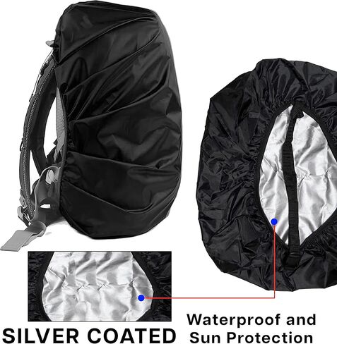 غطاء للغبار والمطر من ستوريت لحقيبة الظهر مع حقيبة، حقيبة مقاومة للماء والغبار غطاء قابل للتعديل للمدرسة والكلية والمكتب - قطعتان in Kuwait