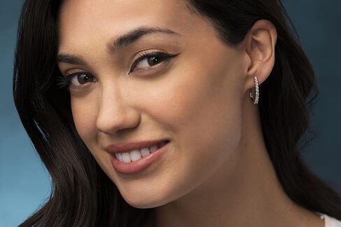 Natalia Drake Oval 1/3 Cttw Diamond Hoop Earrings for Women in Rhodium Plated Sterling Silver, Sterling Silver, Diamond in Kuwait