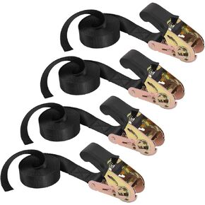 Endless Ratchet Tie Down Straps Heavy Duty Cargo Tie Downs, Durable Nylon Black Strap Down Ratcheting Securing Straps, Track Spring Fittings, Tie-Down Motorcycles, Trailer Loads, Kayak