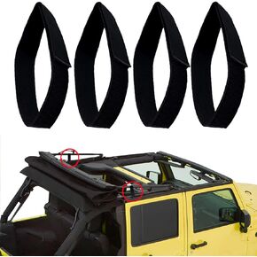 Soft Top Straps,Back Window Straps for Jeep Wrangler JK,Soft Top Tie Down Straps for Jeep,Heavy Duty Rear Window Straps,Black,(Pack of 4)