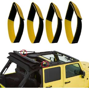 Soft Top Straps,Back Window Straps for Jeep Wrangler JK,Soft Top Tie Down Straps for Jeep,Heavy Duty Rear Window Straps,Black,(Pack of 4)