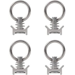 MOTO4U L-Track Airline Rail with Single Stud Fitting Tie Down Anchor Quick Release Ring Spring Bolt Airline Track 50CM 19.6Inches with 4 L Track Fitting Round Type