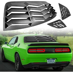 2008-2023 Rear+Side Window Louver Windshield Sun Shade Cover ABS Black Compatible with Dodge Challenger 2008 2009 2010 2011 2012 2013 2014 2015 2016 2017 2018 2019 2020 2021 2022 2023
