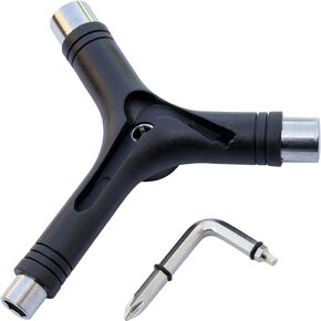 All-in-One Skate Tools Portable Skateboard Accessory with Y-Type Tool and L-Type Phillips Head Wrench Screwdriver for Skateboards, Longboards, Mini Skateboards, Cruisers