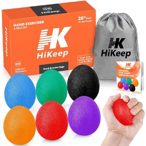 Hand Exercise Balls, Egg Shape Physical Therapy Different Resistance Workout Kit - Set of 6