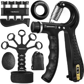 TADAKAZU Grip Strength Trainer Kit (5 Pack) Hand Grip Strengthener, Finger Exerciser,Hand Extension Exerciser, Stress Relief Ball and Forearm Workout Ring for Muscle Building and Injury Recover