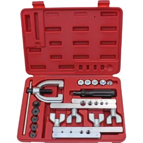 4LIFETIMELINES Professional Brake Line Flare Kit for Single, Double (SAE) Flares & Bubble (ISO) Flares - 2 Flaring Bars, 12 Flaring Dies, Tubing Cutter, Tubing Reamer, & Storage Case