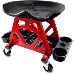 ROBLOCK Durable Mechanic Stool Chair with Wheels, Heavy Duty Garage Shop Stool On Wheels, Rolling Stool Car Detailing Creeper Seat with Tool Tray for Workshop, Auto Repair Shop and Home