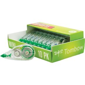 Tombow 68722 MONO Mini Correction Tape Easy to Use Applicator for Instant Corrections,Clear, 10-Pack