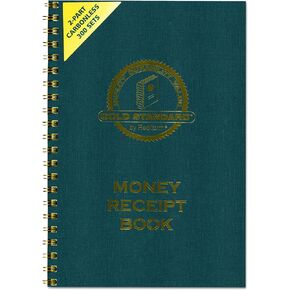 Rediform gold standard money receipt book, two-part carbonless, 7 x 2.75, 4 forms/sheet, 300 forms total