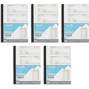 Blue Summit Supply كتاب إيصالات ثلاثي، 100 لكل كتاب، 500 إجمالي، 5 عبوات، 3 أجزاء دفاتر إيصالات دفع بدون كربونات مقابل المال أو الإيجار أو النقد مع نسخ أبيض/أصفر/وردي، 11 × 7.5 بوصة،