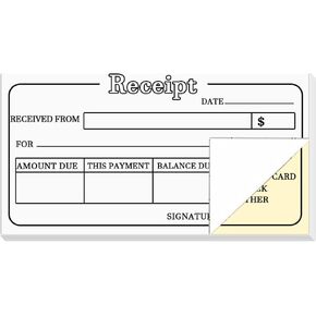 Money and Rent Receipt Book,3x7 Inch Carbonless Copy Receipt Book for Boutique Business Supplies,5 Pack(50 Sets Per Book)