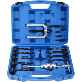 8MILELAKE Blind Inner Bearing Puller, Hole Remover Extractor Set, 16pcs Blind Hole Collet Bearing Race and Seal Puller Extractor Kit, Slide Hammer Tool Set
